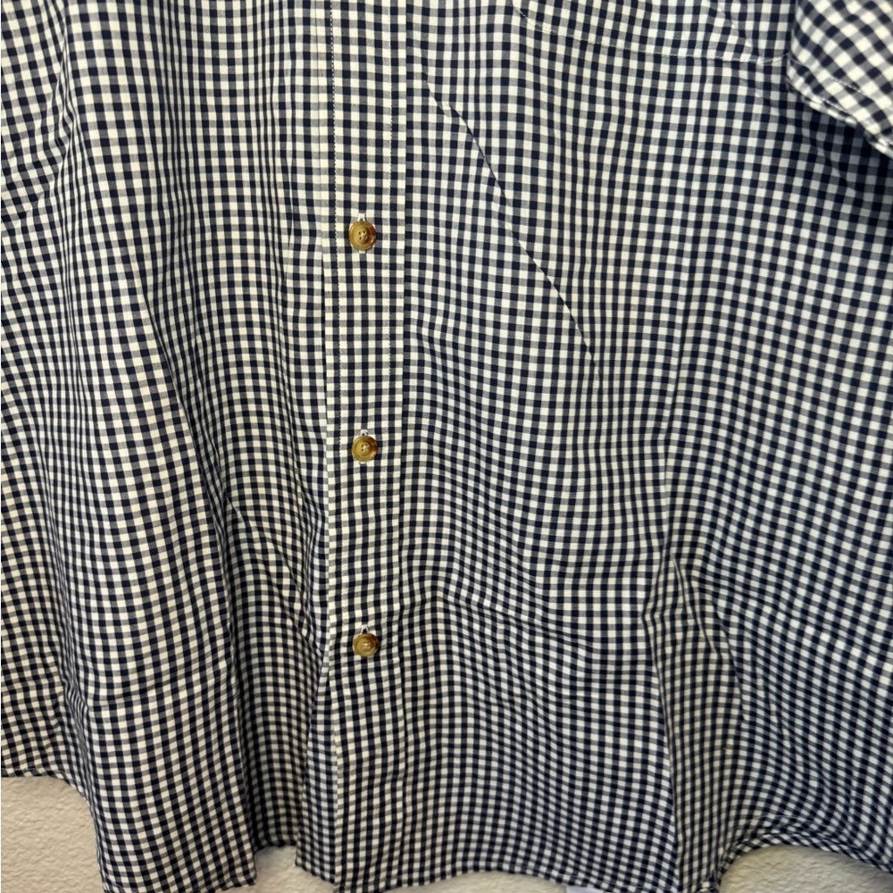 Orvis navy and white gingham button down long sleeve oxford casual shirt - Picture 9 of 9